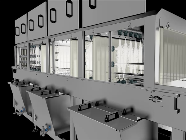 隧道式洗筐機，物料框清洗機，隧道式清洗機