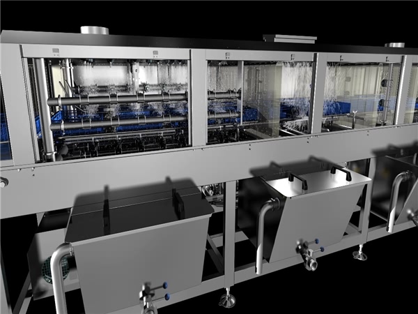 購物筐清洗機，連續式食品箱清洗機_