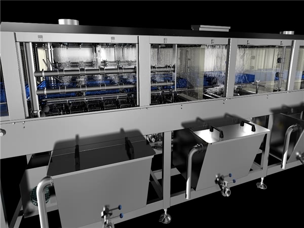 購物筐清洗機，連續式食品箱清洗機_