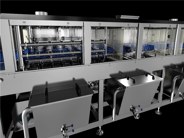 購物筐清洗機，連續式食品箱清洗機_