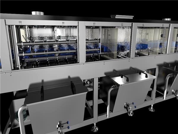 食品筐清洗機，高壓水流清洗，消毒清洗一次完成