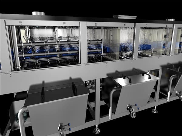 食品筐清洗機，高壓水流清洗，消毒清洗一次完成