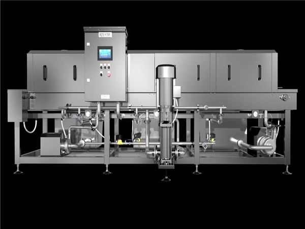 食品周轉(zhuǎn)筐清洗機，自動噴淋周轉(zhuǎn)箱清洗機，高溫殺菌水果筐清洗機