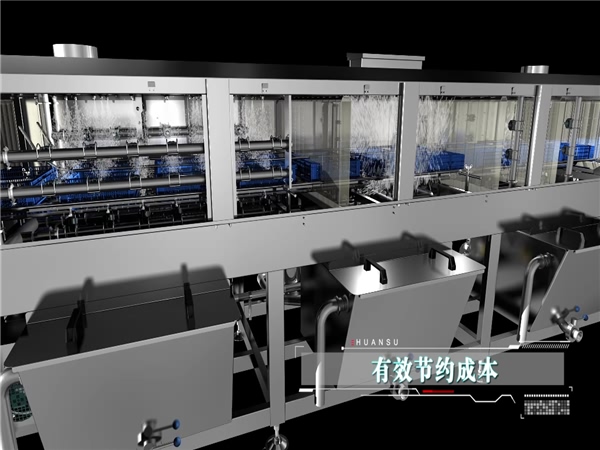 食品周轉(zhuǎn)筐清洗機，自動噴淋周轉(zhuǎn)箱清洗機，高溫殺菌水果筐清洗機