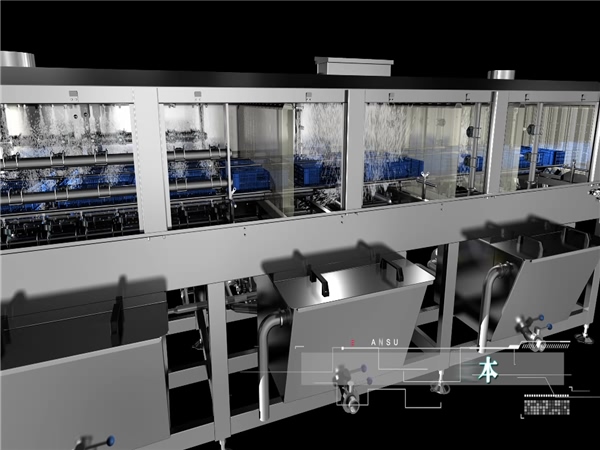洗箱機(jī)，洗筐機(jī)，食品筐洗箱機(jī)，周轉(zhuǎn)箱清洗機(jī)，大型效率高洗箱機(jī)